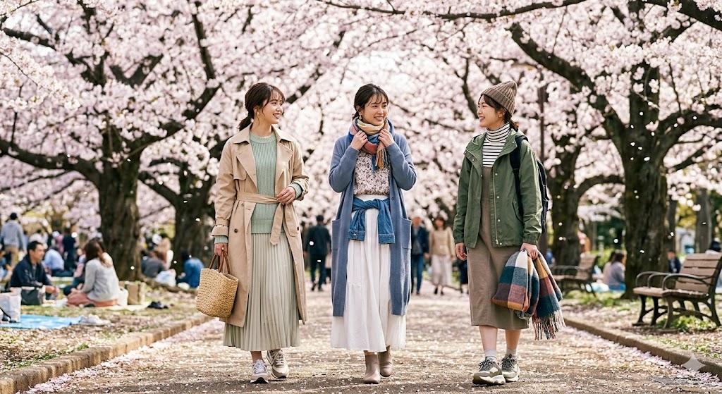 お花見におすすめの服装コーデ2026｜寒暖差対策＆おしゃれポイント